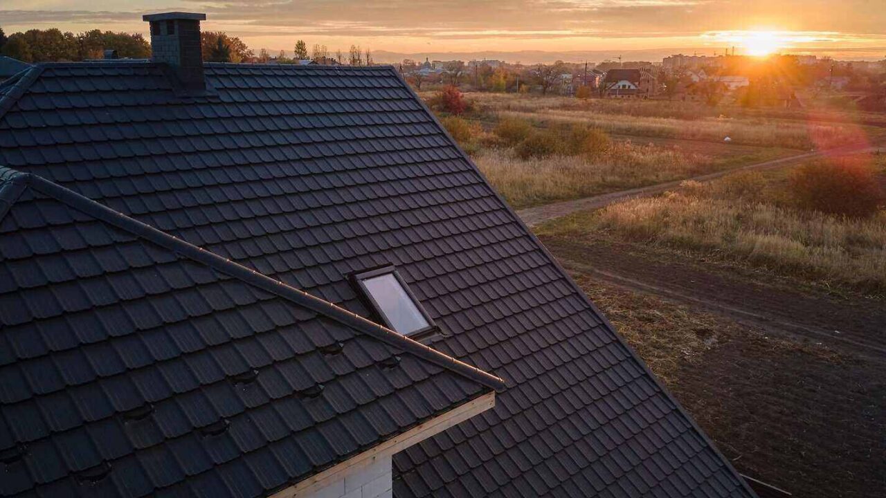 house roof top covered with ceramic shingles