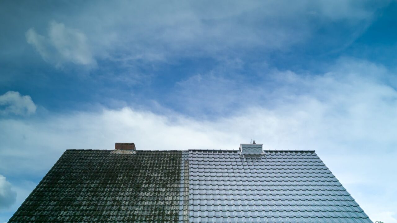 Two different types of rooftop of house one new while other one aged and need maintenance