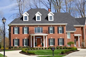 red color home with multiple windows